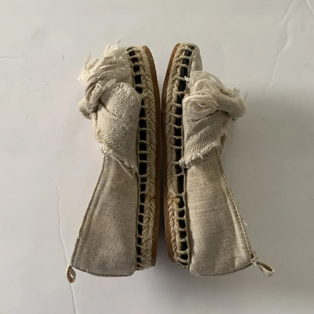 Zara Kids Cream/Tan Frayed Bow Espadrilles
